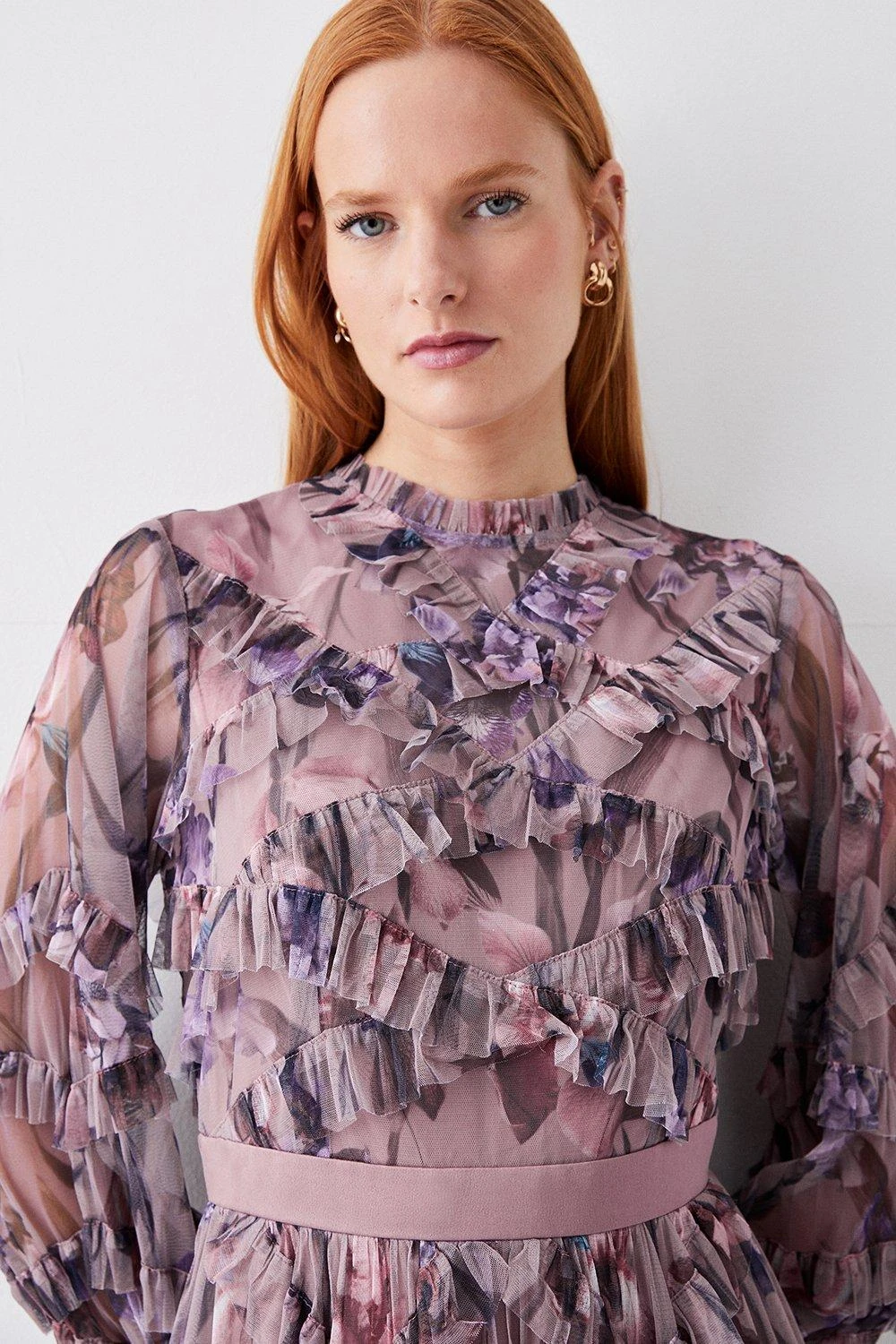 Coast Diamond Ruffle High Neck Mesh Dress 5 Coast Diamond Ruffle High Neck Mesh Dress - Image 3