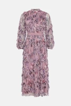 Coast Diamond Ruffle High Neck Mesh Dress 10 Coast Diamond Ruffle High Neck Mesh Dress -Simply Feminine Shop bcc03896 mink xl 3