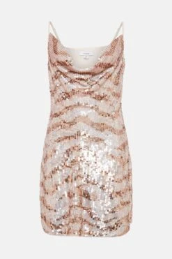 Coast Cowl Neck Sequin Mini Dress In Sequin -Simply Feminine Shop bcc03901 pink xl 3