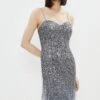 Coast Sequin Bustier Dress With Beaded Fringe 1 Coast Sequin Bustier Dress With Beaded Fringe -Simply Feminine Shop bcc03902 grey xl