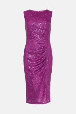 Coast Sequin Dress With Ruching -Simply Feminine Shop bcc03940 pink xl 3