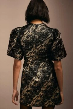 Coast Julie Kuyath Puff Sleeve Jacquard Mini Dress -Simply Feminine Shop bcc03964 gold xl 2