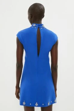 Coast Mini Dress With Jewel Trim Neck -Simply Feminine Shop bcc03982 cobalt xl 2