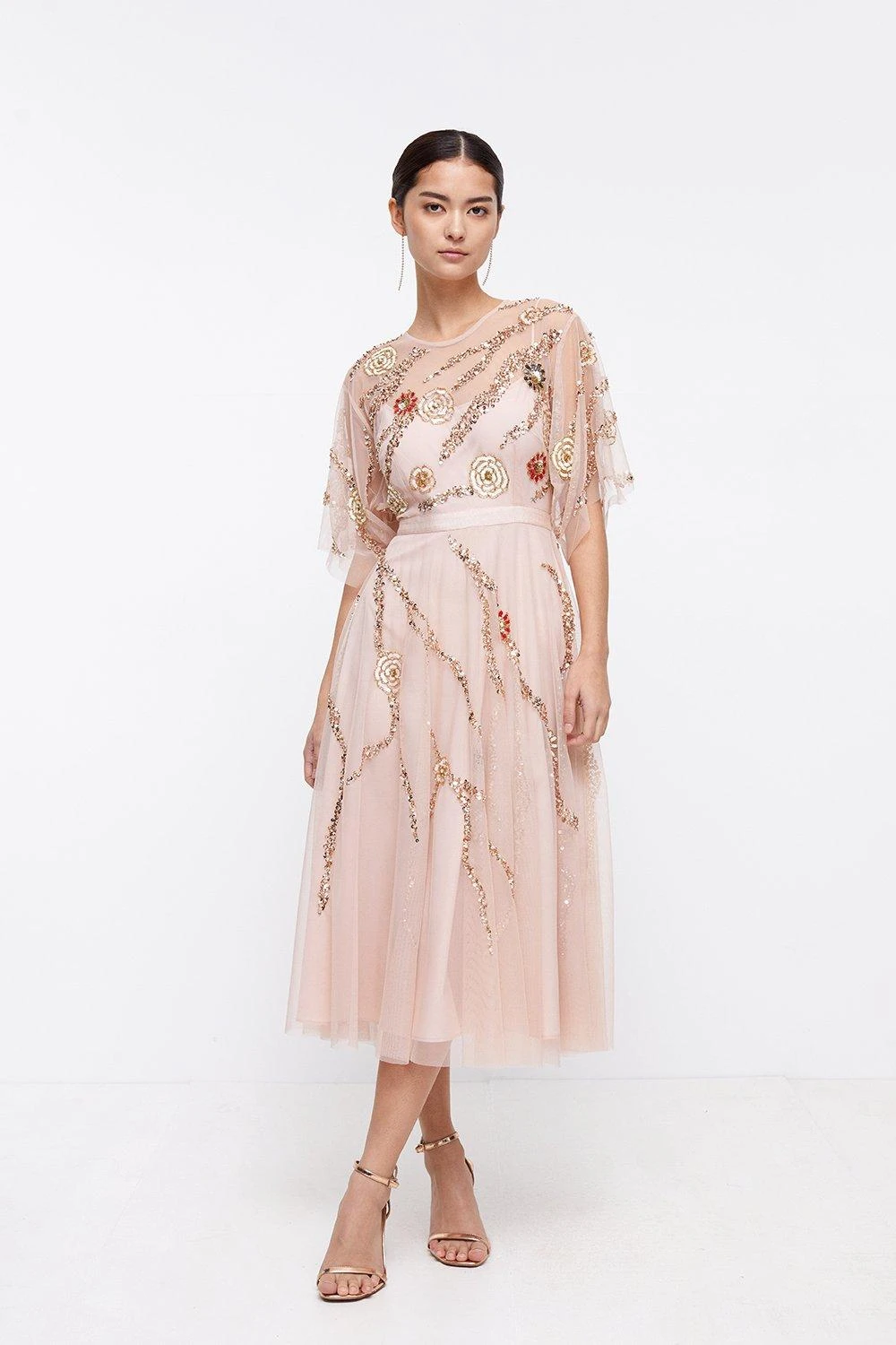 Coast Petite Midi Dress With Embellished Flower 3 Coast Petite Midi Dress With Embellished Flower