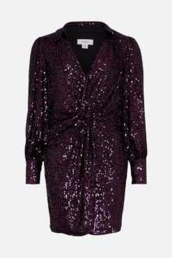 Coast Sequin Mini Dress With Collar -Simply Feminine Shop bcc04002 pink xl 3