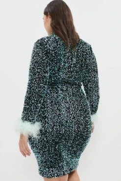 Coast Plus Sequin Midi Dress With Feather Cuff -Simply Feminine Shop bcc04014 mint xl 2