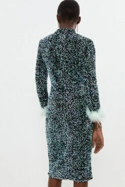 Coast Sequin Midi Dress With Feather Cuff -Simply Feminine Shop bcc04015 mint xl 2