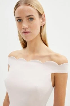 Coast Scallop Edge Bardot Pencil Dress -Simply Feminine Shop bcc04045 blush xl 1