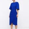 Coast Petite Flare Sleeve Crepe Wrap Pencil Dress