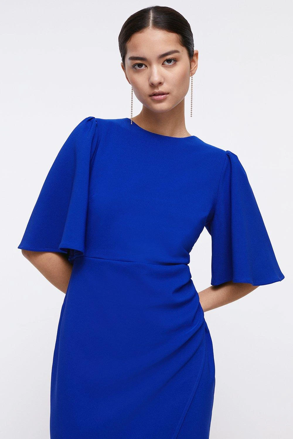 Coast Petite Flare Sleeve Crepe Wrap Pencil Dress 4 Coast Petite Flare Sleeve Crepe Wrap Pencil Dress - Image 2