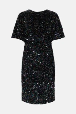Coast Sequin Flare Sleeve Midi Dress -Simply Feminine Shop bcc04064 black xl 3
