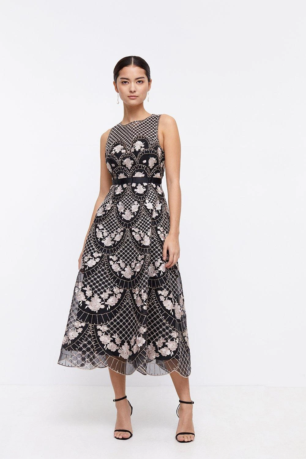 Coast Petite Premium Metallic Embroidered Midi Dress 3 Coast Petite Premium Metallic Embroidered Midi Dress