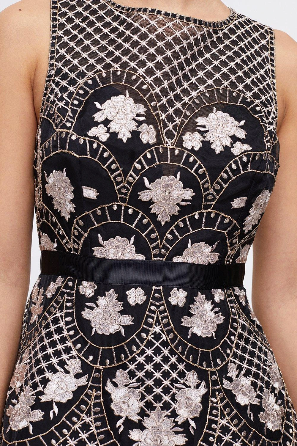 Coast Petite Premium Metallic Embroidered Midi Dress 6 Coast Petite Premium Metallic Embroidered Midi Dress - Image 4