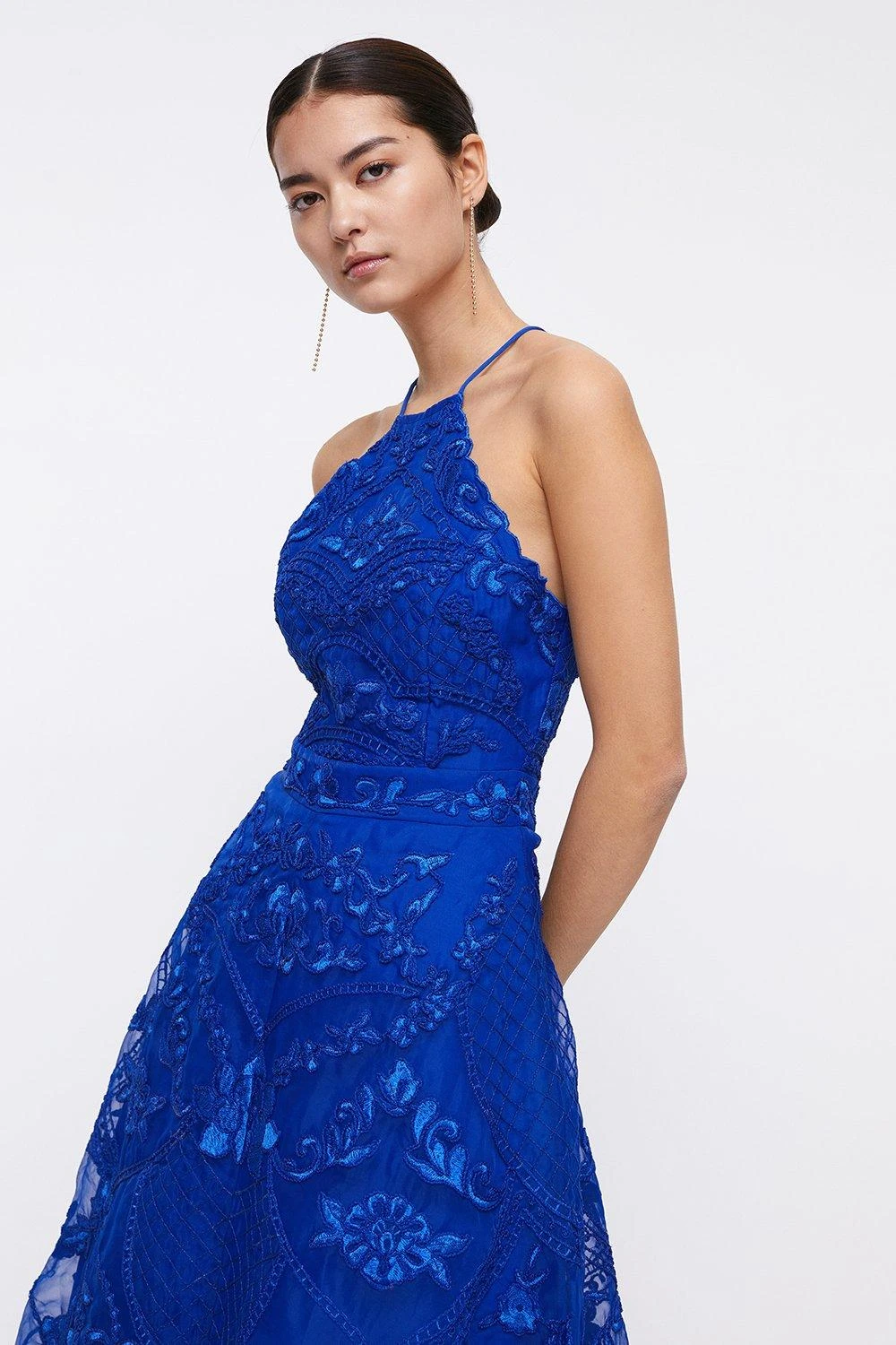 Coast Petite Halterneck Midi Dress In Cutwork Lace 4 Coast Petite Halterneck Midi Dress In Cutwork Lace - Image 2