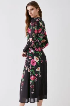 Coast Mirror Photo Floral Button Through Midi Dress -Simply Feminine Shop bcc04114 black xl 2