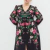 Coast Plus Size Mirrored Floral Button Through Midi -Simply Feminine Shop bcc04115 black xl