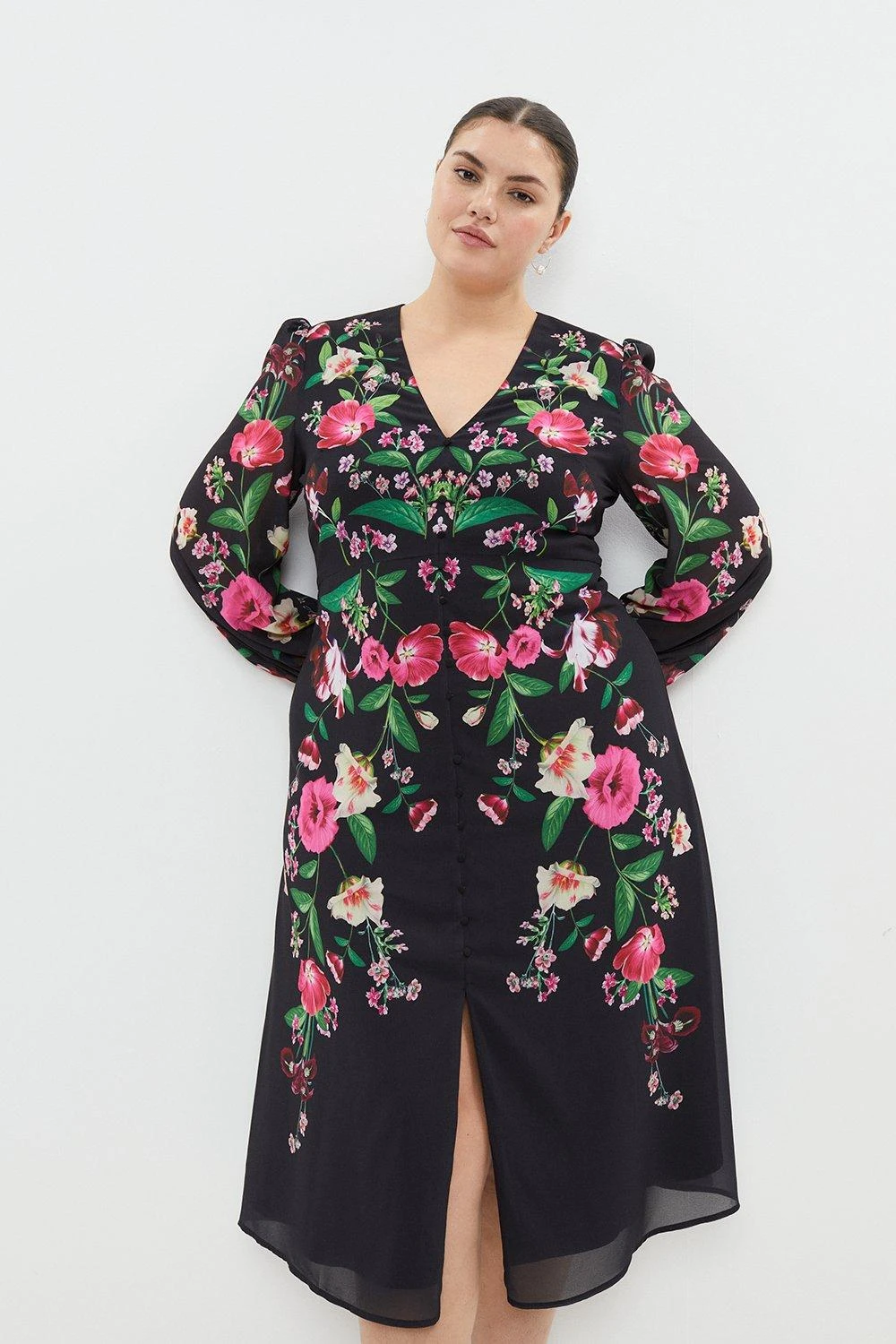 Coast Plus Size Mirrored Floral Button Through Midi 3 Coast Plus Size Mirrored Floral Button Through Midi