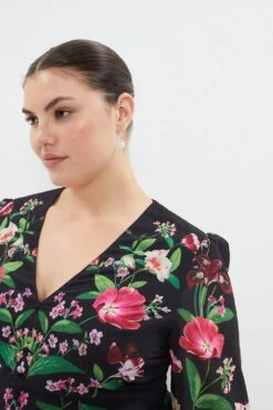 Coast Plus Size Mirrored Floral Button Through Midi 7 Coast Plus Size Mirrored Floral Button Through Midi -Simply Feminine Shop bcc04115 black xl 1