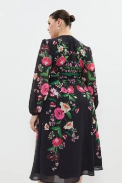 Coast Plus Size Mirrored Floral Button Through Midi 8 Coast Plus Size Mirrored Floral Button Through Midi -Simply Feminine Shop bcc04115 black xl 2