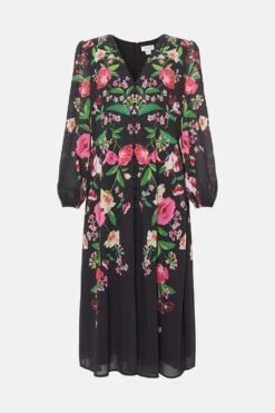Coast Plus Size Mirrored Floral Button Through Midi 9 Coast Plus Size Mirrored Floral Button Through Midi -Simply Feminine Shop bcc04115 black xl 3