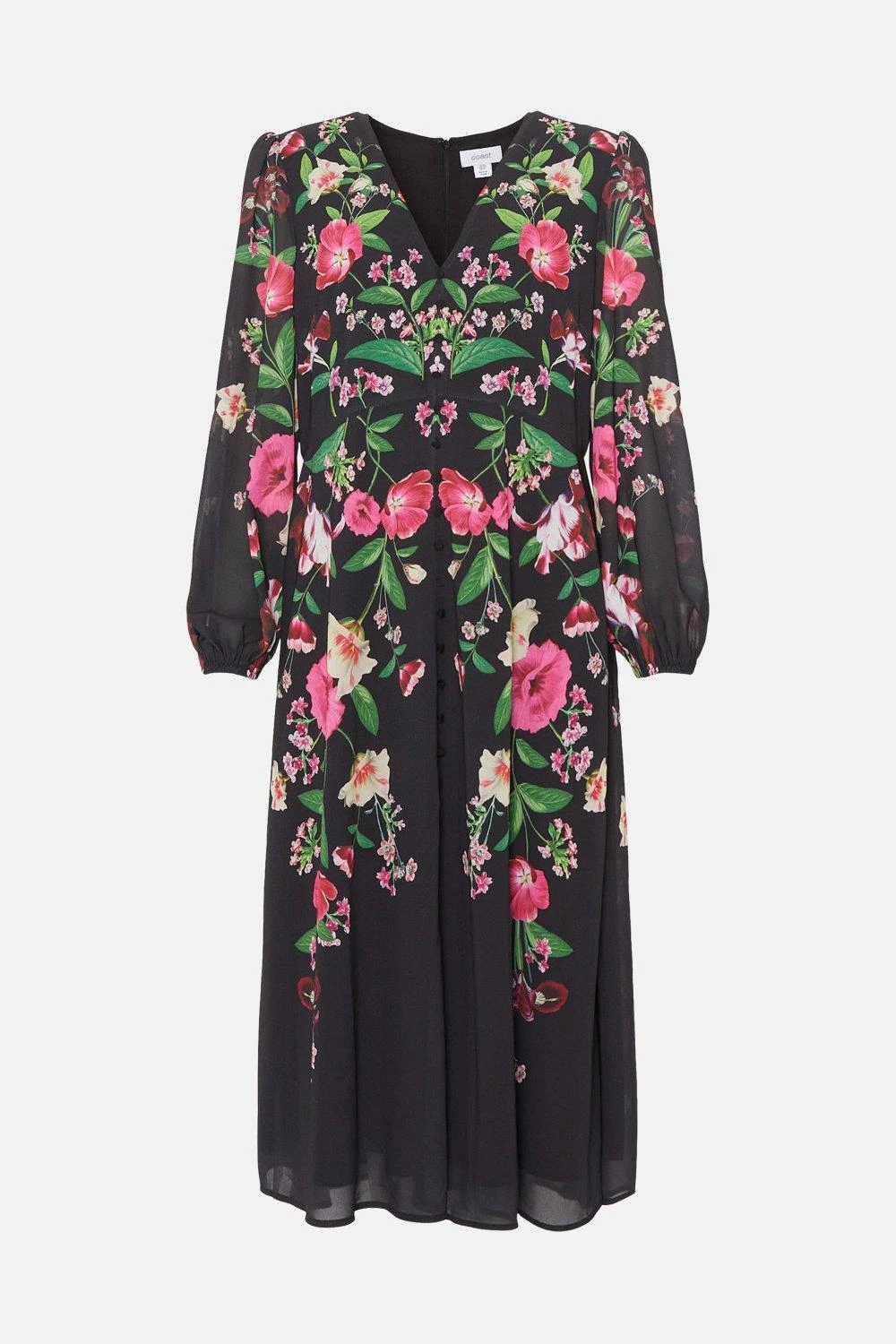 Coast Plus Size Mirrored Floral Button Through Midi 6 Coast Plus Size Mirrored Floral Button Through Midi - Image 4