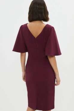 Coast Petite Flare Sleeve Crepe Dress -Simply Feminine Shop bcc04130 merlot xl 2