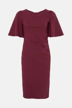 Coast Petite Flare Sleeve Crepe Dress -Simply Feminine Shop bcc04130 merlot xl 3