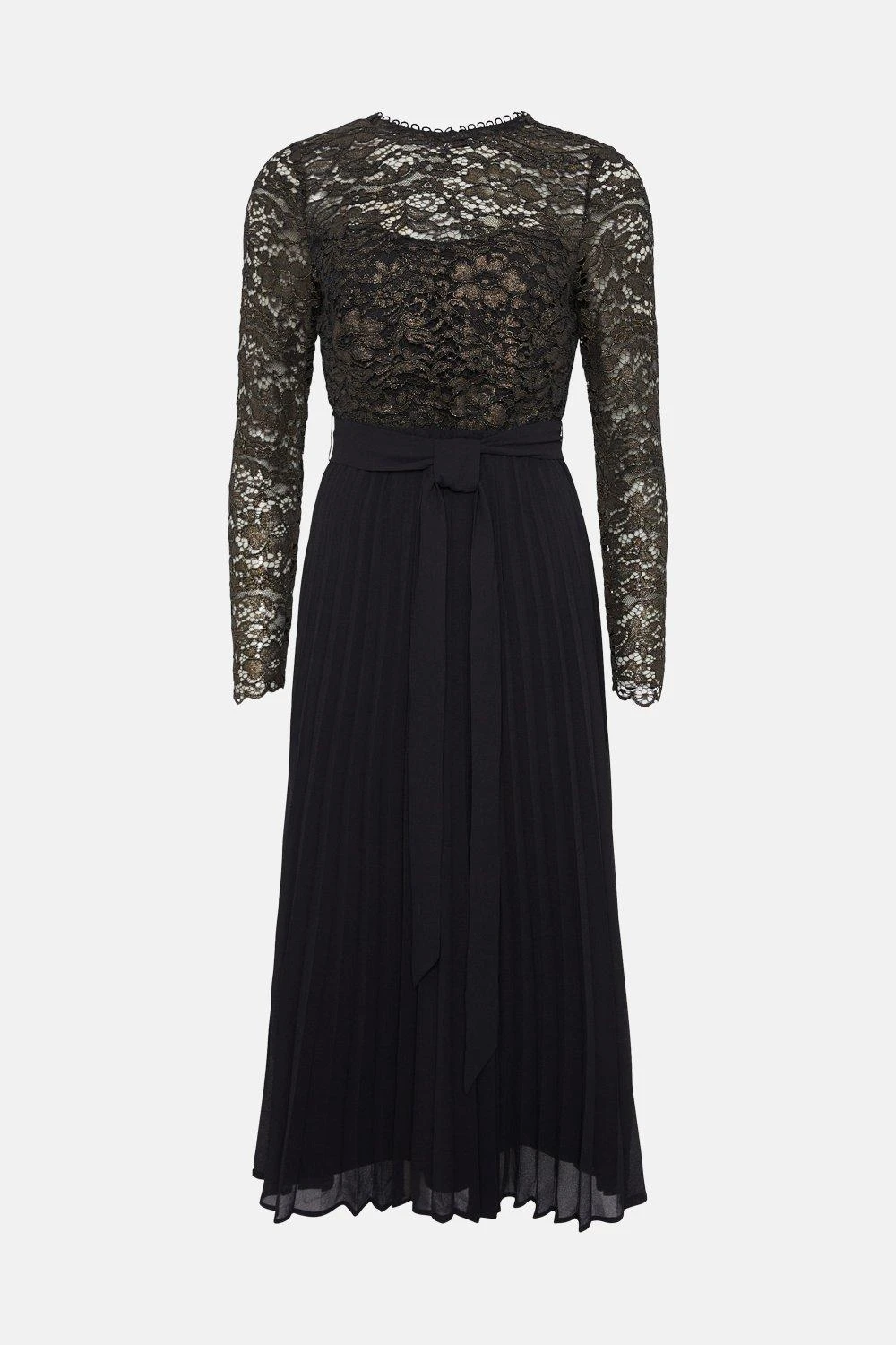 Coast Metallic Long Sleeve Lace Bodice Pleat Skirt 6 Coast Metallic Long Sleeve Lace Bodice Pleat Skirt - Image 4