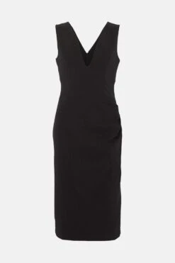 Coast Plunge Neck Bodysculpt Crepe Pencil Dress 9 Coast Plunge Neck Bodysculpt Crepe Pencil Dress -Simply Feminine Shop bcc04152 black xl 3