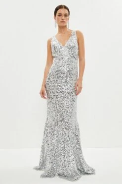 Coast Petite Sequin Fishtail Maxi Dress