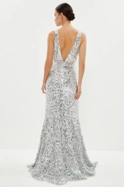Coast Petite Sequin Fishtail Maxi Dress -Simply Feminine Shop bcc04154 silver xl 2