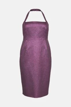 Coast Plus Size Sparkle Jacquard Halter Neck Pencil Dress -Simply Feminine Shop bcc04185 pink xl 3