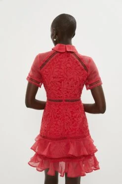 Coast Organza Trim Lace Mini Shirt Dress -Simply Feminine Shop bcc04190 red xl 2