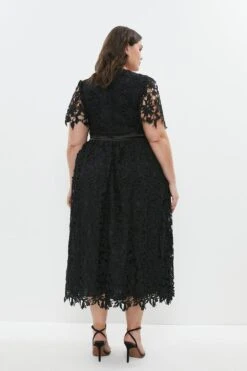Coast Plus Midi Lace Dress With Satin V-neck ​ -Simply Feminine Shop bcc04193 black xl 2