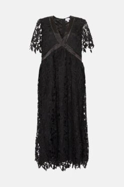 Coast Plus Midi Lace Dress With Satin V-neck ​ -Simply Feminine Shop bcc04193 black xl 3