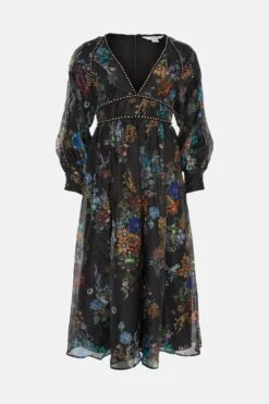 Coast Julie Kuyath Diamante Trim Organza Balloon Sleeve Midi Dress -Simply Feminine Shop bcc04239 black xl 3