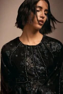 Coast Julie Kuyath Diamante Trim Organza Mini Dress 12 Coast Julie Kuyath Diamante Trim Organza Mini Dress -Simply Feminine Shop bcc04240 black xl 4