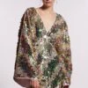 Coast Batwing Plunge Neck Sequin Mini Dress