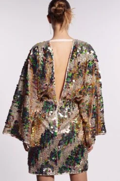 Coast Batwing Plunge Neck Sequin Mini Dress -Simply Feminine Shop bcc04257 gold xl 2