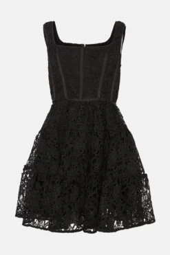 Coast Boned Bodice Lace Mix Mini Dress -Simply Feminine Shop bcc04261 black xl 3