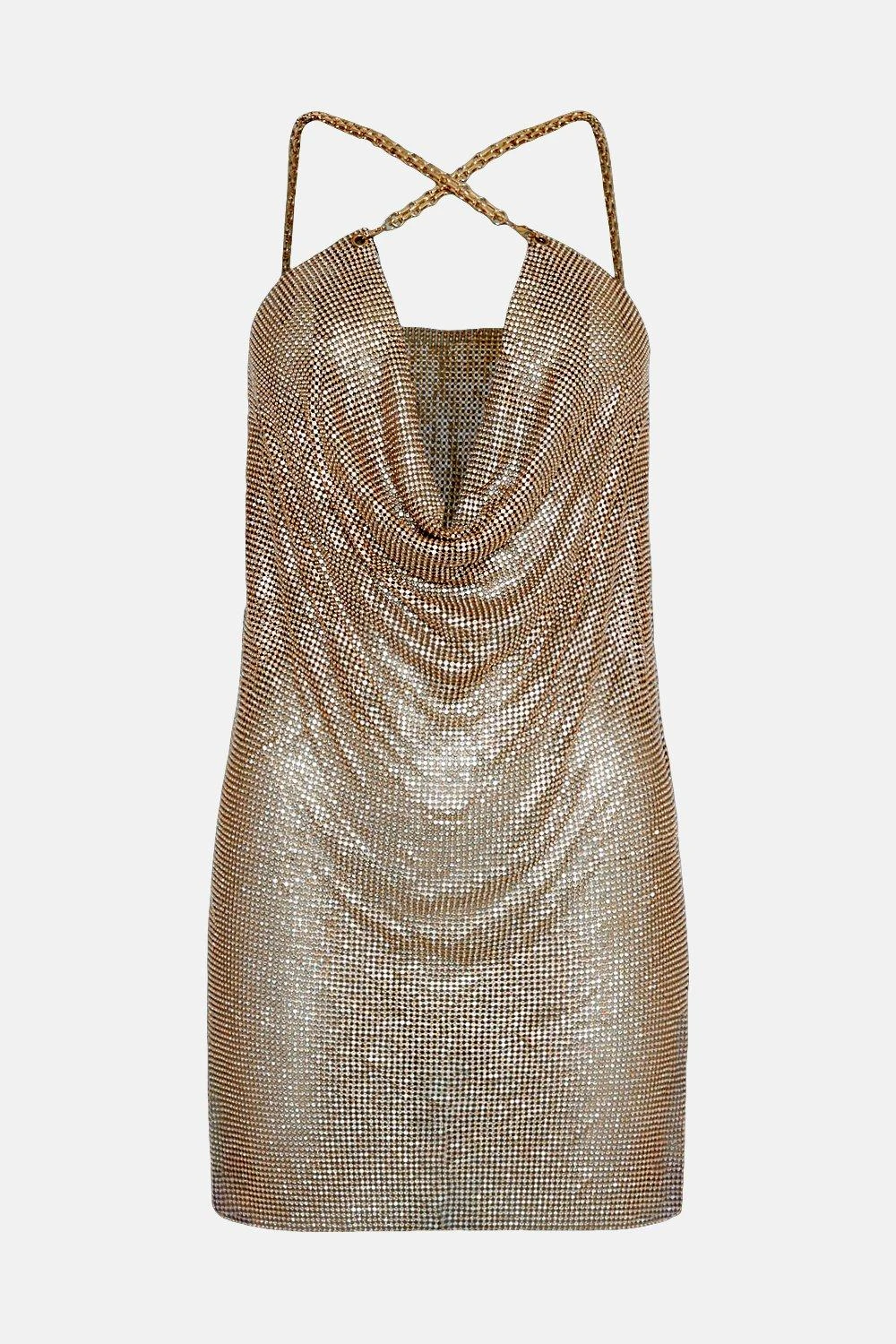 Coast Cowl Neck Chainmail Mini Dress 6 Coast Cowl Neck Chainmail Mini Dress - Image 4