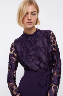 Coast Long Sleeve Scallop Lace Bodice Pleat Skirt Dress 8 Coast Long Sleeve Scallop Lace Bodice Pleat Skirt Dress -Simply Feminine Shop bcc04293 fig xl 1