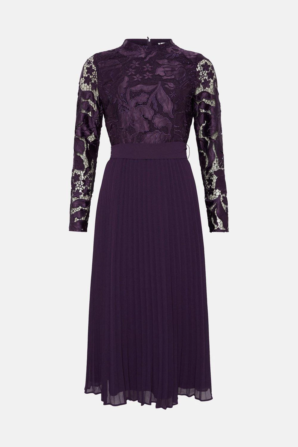 Coast Long Sleeve Scallop Lace Bodice Pleat Skirt Dress 6 Coast Long Sleeve Scallop Lace Bodice Pleat Skirt Dress - Image 4