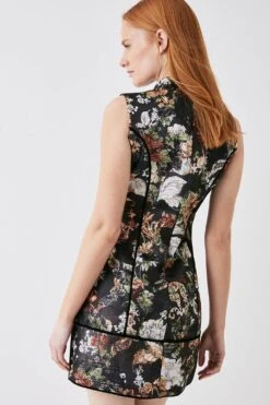 Coast Premium Panelled Jacquard Mini Dress -Simply Feminine Shop bcc04320 black xl 4