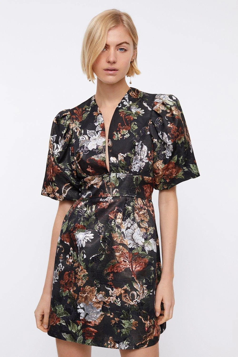 Coast Puff Sleeve Jacquard Mini Dress 3 Coast Puff Sleeve Jacquard Mini Dress