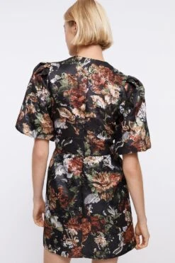 Coast Puff Sleeve Jacquard Mini Dress 9 Coast Puff Sleeve Jacquard Mini Dress -Simply Feminine Shop bcc04322 black xl 2