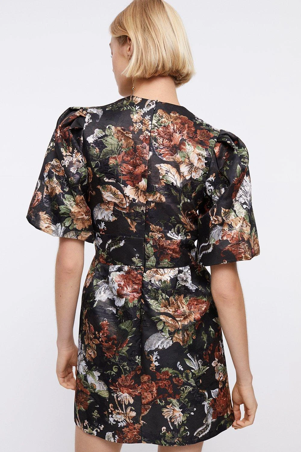 Coast Puff Sleeve Jacquard Mini Dress 5 Coast Puff Sleeve Jacquard Mini Dress - Image 3