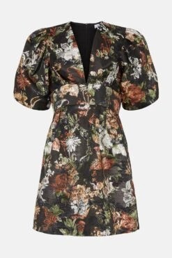 Coast Puff Sleeve Jacquard Mini Dress 10 Coast Puff Sleeve Jacquard Mini Dress -Simply Feminine Shop bcc04322 black xl 3