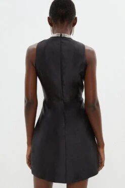 Coast Necklace Trim Twill Mini Dress -Simply Feminine Shop bcc04410 black xl 2