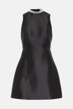 Coast Necklace Trim Twill Mini Dress -Simply Feminine Shop bcc04410 black xl 3